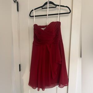 David’s Bridal Red Strapless Dress